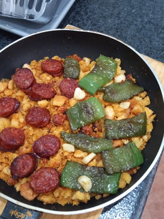 Una foto de Migas con chorizo y pimiento