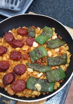 Una foto de Migas con chorizo y pimiento