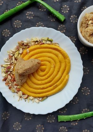 A picture of Aloevera Fudge with Saffron spiral.