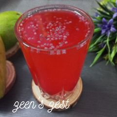 A picture of Roohafza and Mango Drink.