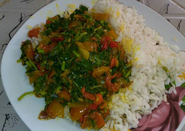 Ofada Rice with vegetable sauce