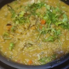 A picture of Bisibelabath(Tamilnadu style)variety vegetables,rice,tuvar dal.