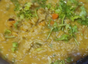 A picture of Bisibelabath(Tamilnadu style)variety vegetables,rice,tuvar dal.