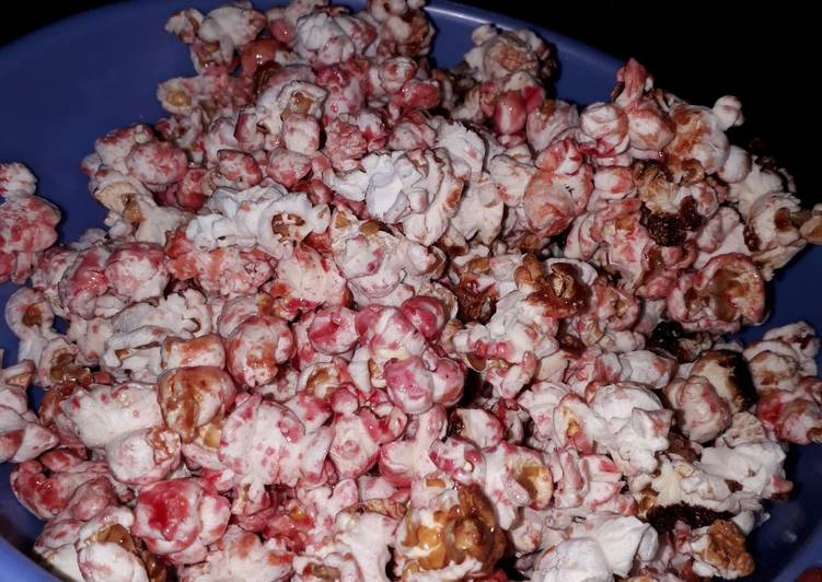 Pop corn Manis stroberi (camilan favorite anak2 dan suami)