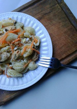 Una foto de Pasta Fría con Mariscos