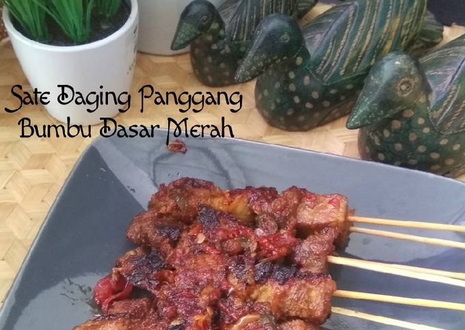 Langkah Mudah untuk Menyiapkan Sate Daging Panggang Bumbu Dasar Merah Anti Gagal