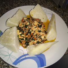 Yam and egg 😁 A picture of Yam and egg 😁.