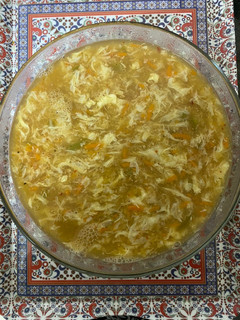 A picture of Chicken vegetable soup.