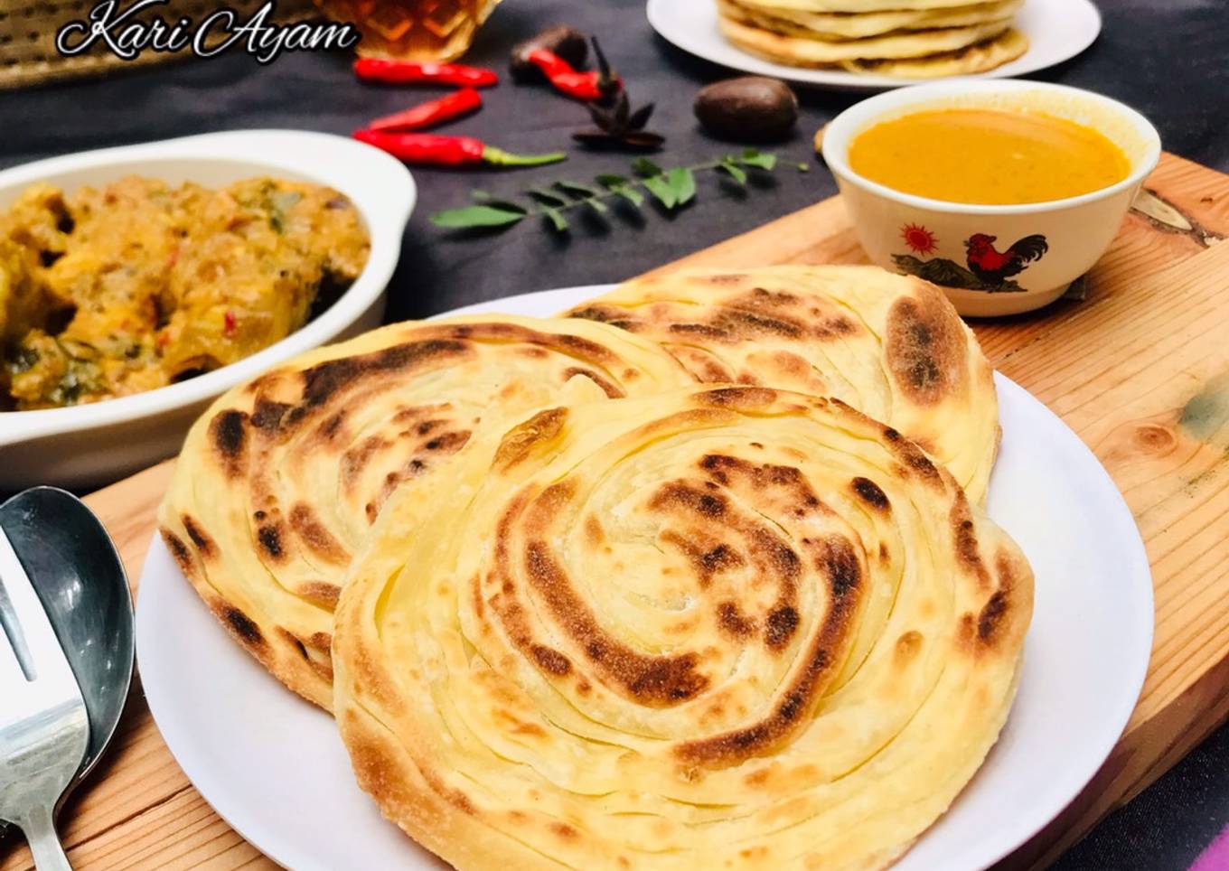 Roti Cane Aceh/ Roti Maryam dengan Kari Ayam