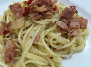 Foto resep Aglio olio tuna bacon