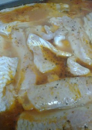 Una foto de Filet de merluza a la portuguesa