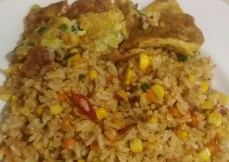 Cara Gampang Membuat Nasi goreng kornen n jagung manis, Lezat