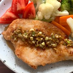 A picture of Pan-fried Chicken Breast with Sweet & Sour Sauce.