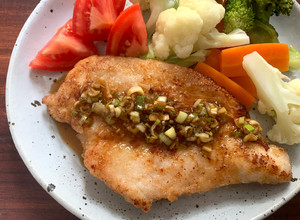 A picture of Pan-fried Chicken Breast with Sweet & Sour Sauce.