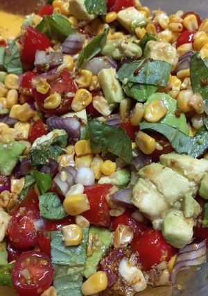 A picture of Sweetcorn and Tomato Salad.