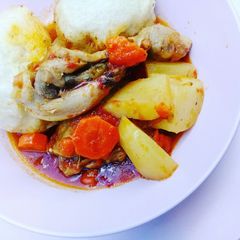 A picture of Spicy chicken stew and dumpling one pot.