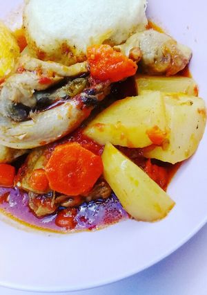 A picture of Spicy chicken stew and dumpling one pot.