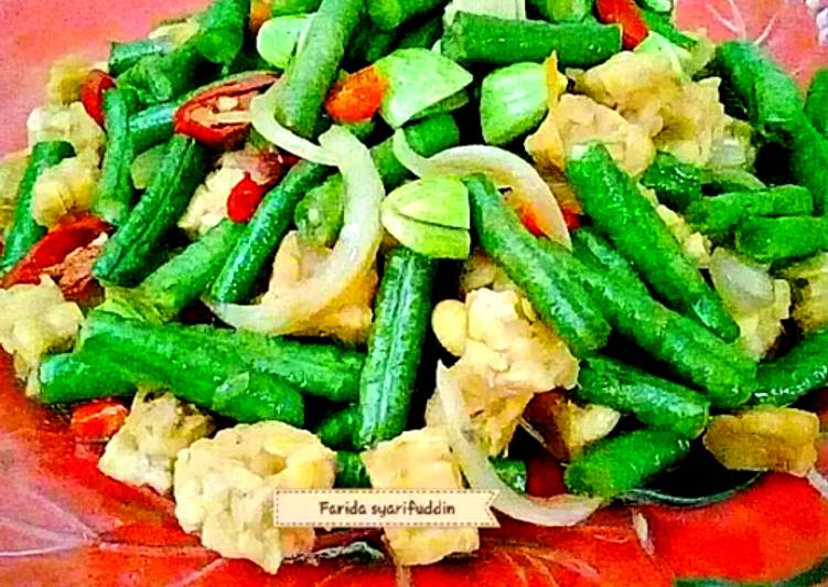 Tumis kacang panjang campur