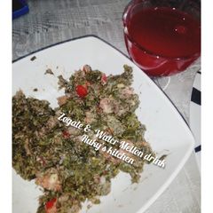 A picture of Kwadon zogale and water mellon juice.