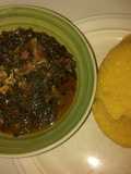 Eba with vegetables soup
