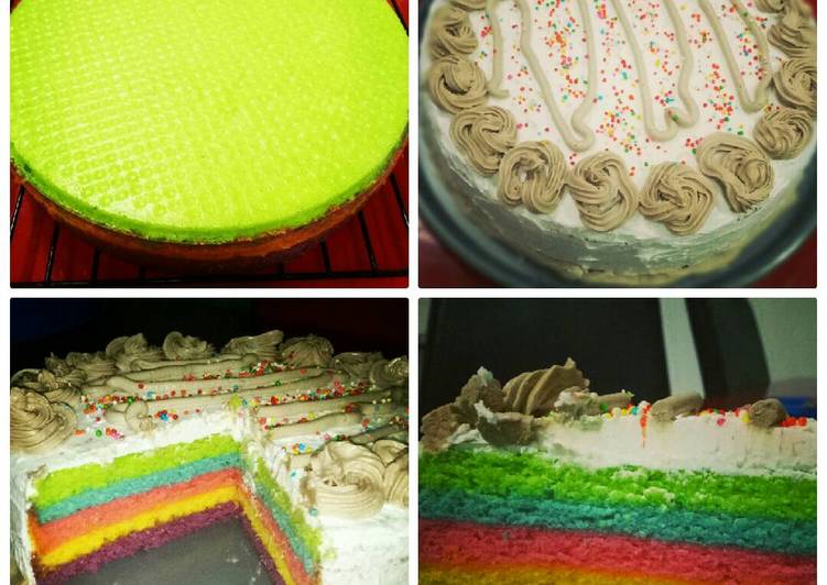 Rahasia Bikin Rainbow cake untuk pemula 🍰, Enak Banget