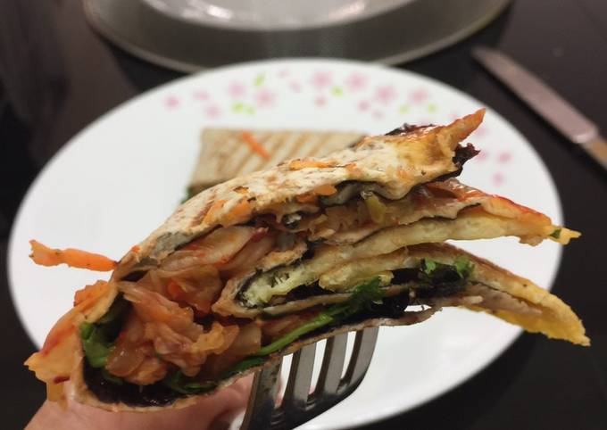 Kimchi And Feta Cheese Tortilla Wrap