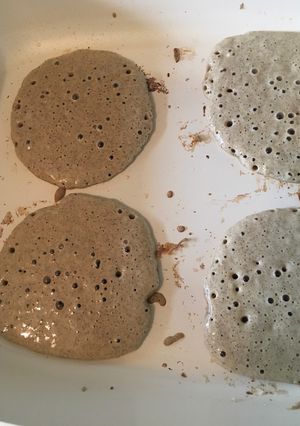 A picture of Buckwheat pancakes raised.