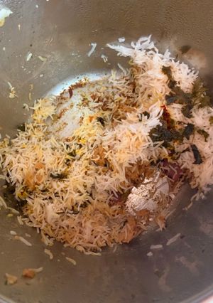 A picture of Mutton Biryani in instapot.