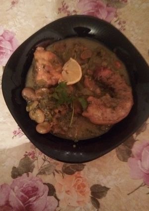 صورة لوصفة فول اخضر بصوص بيضاء