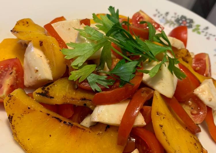 Ensalada de melocotón 🍑 a la plancha con mozzarella y tomatitos