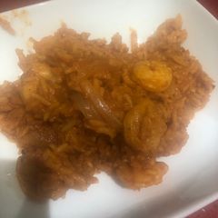 A picture of Spicy Rice & Prawns cooked in Instant Pot.