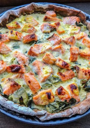 A picture of Salmon and Leek Tart.
