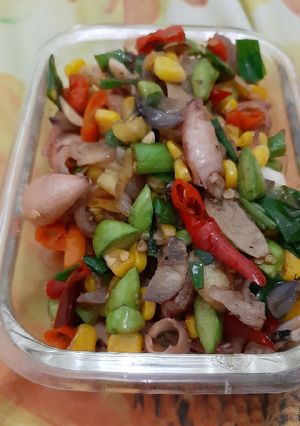 Foto resep Cumi asin tumis pete jagung