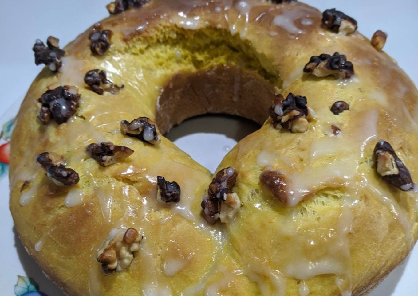 Rosca de Pascua de calabaza sin huevos ni manteca