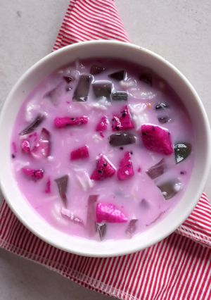 Foto resep Es Kelapa Buah Naga