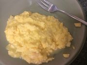 A picture of cheesy scrambled eggs