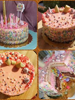 Csoki-vanília-eper cukorkás torta recept fotója