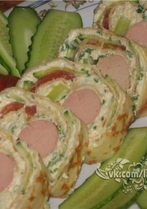 Фото Блинный закусочный рулетик.
