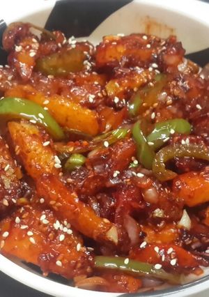 A picture of Crispy Honey Chilli Potato.