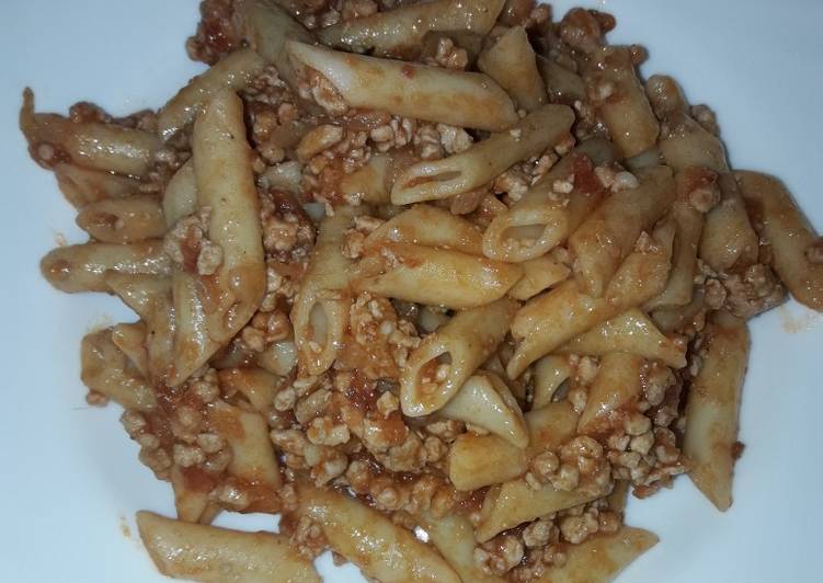 Pasta Con Carne Picada Y Tomate Frito Fcil