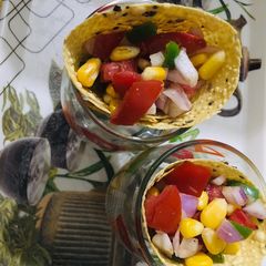 Papad cone chaat A picture of Papad cone chaat.