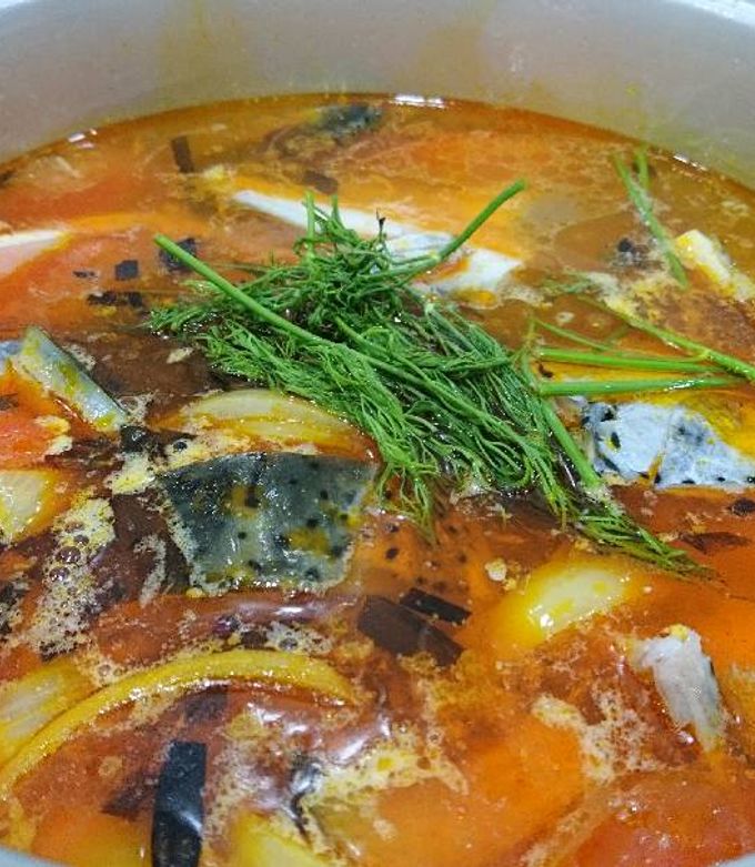 Hình của món Lẩu đầu cá hồi.