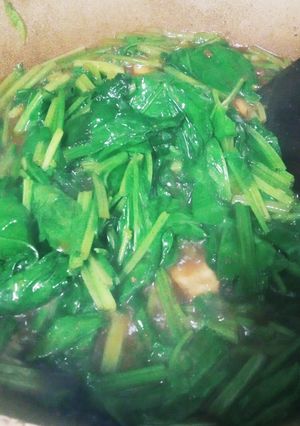 沙茶波菜素味香 的食譜成品照片