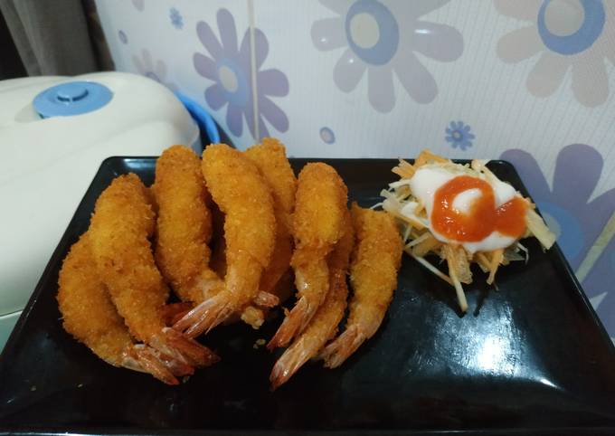 Ebi furai + salad ala hokben, rasanya hampir sama!