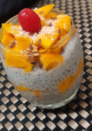 A picture of Mango coconut chia pudding.