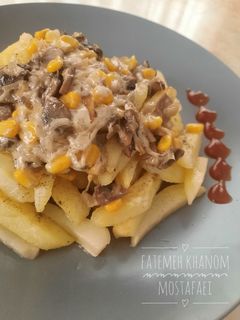 عکسی از دستور سیب زمینی قارچ و پنیر