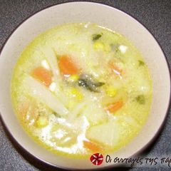 A picture of Multi-colored cabbage soup.