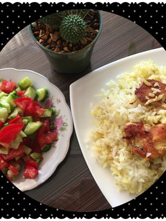 عکسی از دستور دمی برنج با مرغ کاری