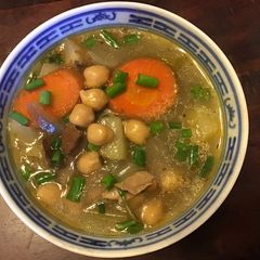 A picture of California Farm Cast Iron Garbanzo Bacon Stew.