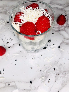 A picture of Raspberry and Oreo dessert shooter.